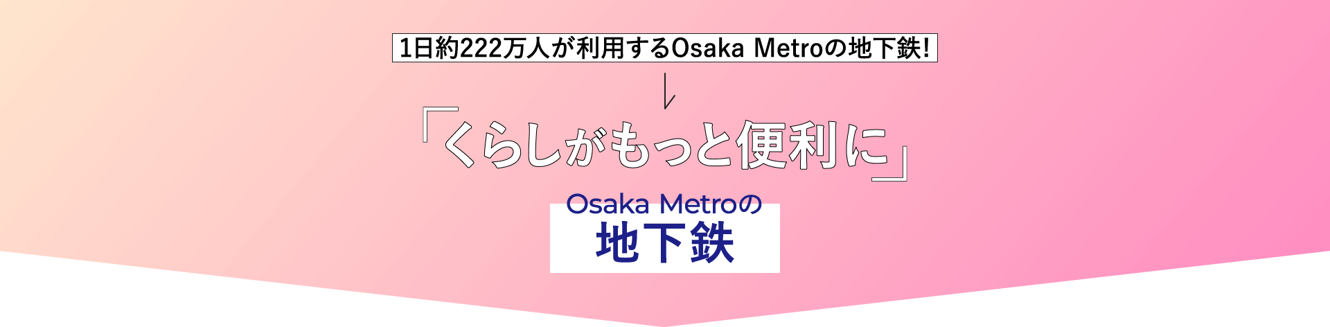 「くらしがもっと便利に」Osaka Metroの地下鉄